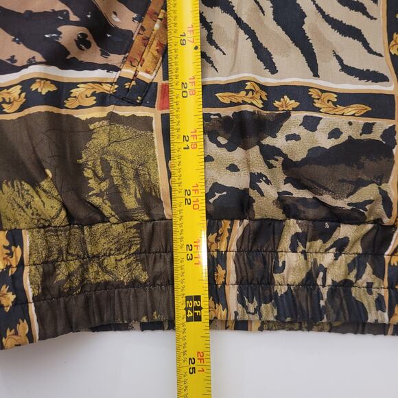 Vintage EVR 100 % Silk Patchwork Animal‑Print Bomber Jacket L Lined Zip Front - Picture 13 of 13